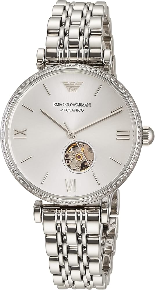 Emporio Armani Gianni T-Bar Automatic Silver Dial Silver Steel Strap Watch For Women - AR60022 - Image 7